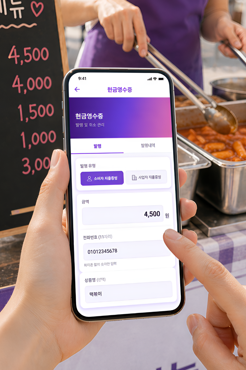 페이팡 현금영수증 발행 화면 미리보기